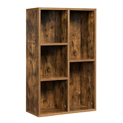 Bild av VASAGLE Bibliotek, 5 nivåer hylla, förvaringsmöbler, för vardagsrum, kontor, sovrum, avdelare, 50 x 24 80 cm, rustik brun LBC025X01