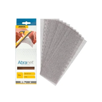 Bild av Mirka Abranet slipband med nät 80x230 mm/kardborreband/korn P180 / 10 st AE175F1018 för dammfri slipning av trä, spackel, lack, plast