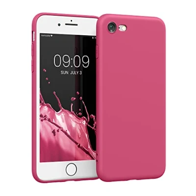 Bild av kwmobile fodral kompatibelt med Apple iPhone SE (2022)/iPhone (2020)/iPhone 8/iPhone 7 skyddande smalt TPU telefonfodral mjuk matt finish rosa