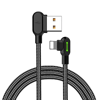 Bild av MCdodo till USB laddningskabel med 90 graders vinkelkontakt, kabel LED, speciellt för spelare och spel, lämplig iPhone X/8/8Plus/7/7Plus, iPad, iPod (1,8 m)