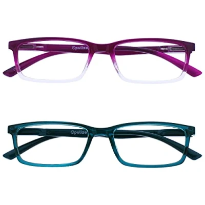 Bild av OPULIZE Se 2 pack blåljusblockerande läsglasögon lila turkos datorspel anti bländning unisex BB9 5Q +3,00