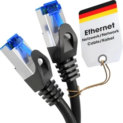 Bild av KabelDirekt 10m Ethernet, nätverk, Lan och patch kabel (överför gigabit internethastighet är kompatibel med växlar, routrar, modem RJ45 port, silver)
