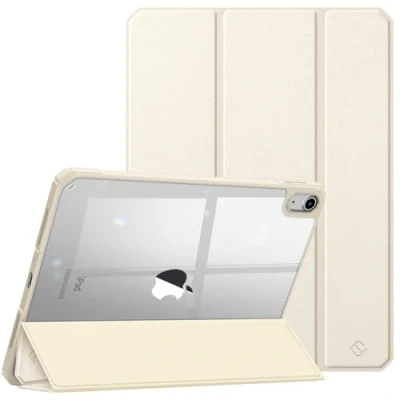 Bild av Fintie Hybridfodral för iPad 10. Generation 2022, 10,9 fodral ultratunt skyddsfodral med transparent baksideskydd som automatiskt väcker/vax, beige