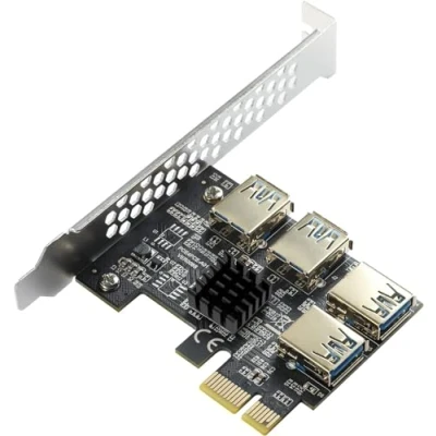 Bild av MZHOU PCIe 1 till 4 PCI Express, Portars Riser Adapterkort USB 3.0 Adaptermultiplikatorkort med Högre Stabilitet för Bitcoin Gruvdrift