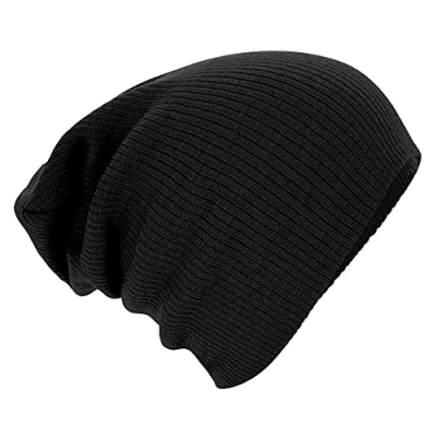 Bild av Beechfield Slouch beanie hatt klassisk stickad säckig vintermössa i en storlek passar de flesta