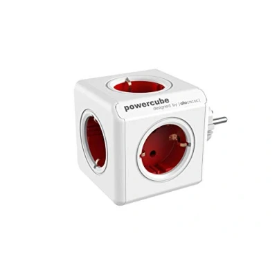 Bild av Allocacoc PowerCube Original Grey typ F socket multiplikator 5 uttag (röd)