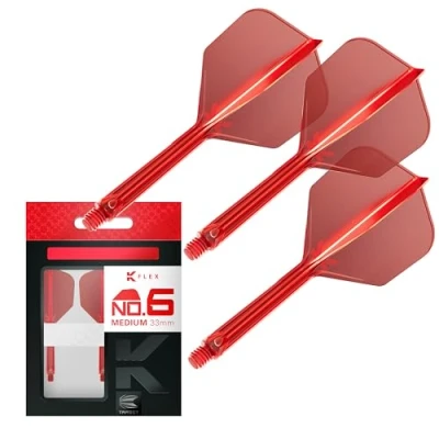 Bild av Target K Flex integrerade dart flygningar och axlar, röd, medium stam (33 mm), nr.6 flygning, set med 3 stjälkar