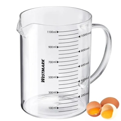 Bild av Westmark Måttkanna av Glas Idealisk För Att Mäta Ingredienser Vid Bakning Och Matlagning, Mikrovågssäker, Temperaturbeständig, Ergonomiskt Handtag 1,1 Liter