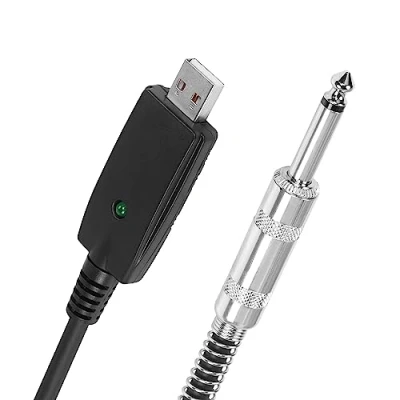 Bild av SinLoon USB till gitarr uttagskabel 6,35 mm gitarrgränssnitt 10 fot studio ljudkabel datoranslutning kabeladapter för instrument inspelning sjung