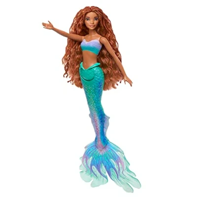 Bild av Mattel Ariel docka från Disneys Den lilla sjöjungfrun, sjöjungfrudocka med karakteristiska kläder, leksaker inspirerade av sjöjungfrun HLX08