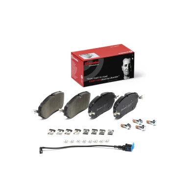 Bild av BREMBO P 85 194 Jeu de plaquettes frein contact signal d&#039;usure inclus avec vis d&#039;étrier frein, tôle anti bruit accessoires