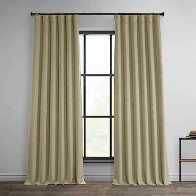Bild av HPD Halvpris draperier falskt linne rum mörkare gardin, Thatched solbränna, 50 x 96