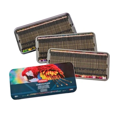 Bild av Derwent Chromaflow pennor, set med 150 tum tenn, 3,5 mm rund kärna, premium kärnstyrka, blandbar slät textur, perfekt för ritning, färgning och lager, professionell kvalitet, 2306063