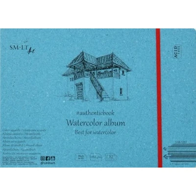 Bild av SMLT 5AB 12ST autentisk linje 245 x 176 mm sydd akvarellblock autenticbook, 280 gsm vit akvarellpapper, 12 blad