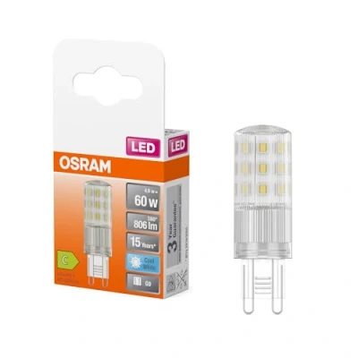 Bild av OSRAM LED PIN multicolor lampa med retrofit stickkontakt G9, 4,9 W / 806 lm, klar, kallvitt ljus 4000 K, ej dimbar, IP20, blyfritt glas, 18 mm diameter