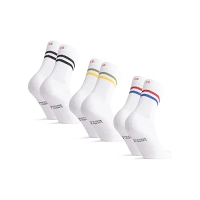 Bild av DANISH ENDURANCE 3 Pack Tubsockor, Sport &amp; Vardag, Ekologisk Bomull, för Dam Herr Flerfärgad (1xSvartrandig, 1xGrön/gulrandig, 1xRöd/blårandig 48 51