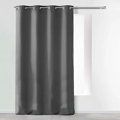 Bild av Douceur d&#039;Intérieur Absolu öljettgardin, mikrofiber, enfärgad, polyester, antracit, 140 cm x 260