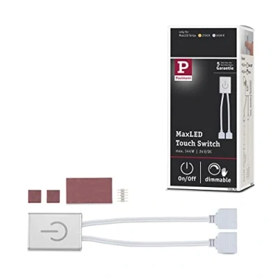 Bild av Paulmann 70975 Stripe MaxLED Touch Switch max. 144 watt dimbar ljusband silver ljusremsa metall LED band