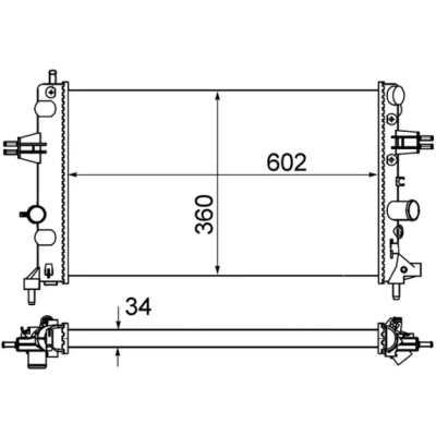 Bild av MAHLE ORIGINAL CR 574 000S Radiateur du moteur pour véhicules avec/sans climat. 602 360 34 ailettes jointes mécaniquement OPEL: Astra G CC, Zafira A