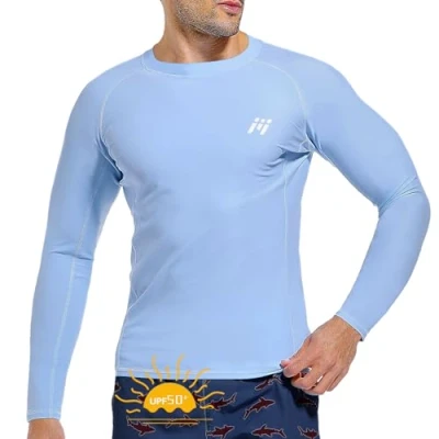 Bild av MEETWEE Rash Guard Vest män långärmad/kortärmad UV skydd T shirt toppar UPF 50 snabbtorkande för simning surfing vattensport