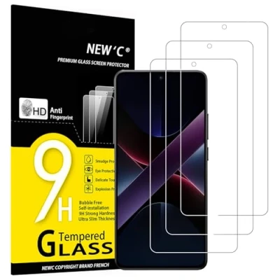 Bild av NEW&#039;C 3 Pack, skärmskydd i glas för Xiaomi POCO X7 Pro, bubbelfri, 9H hårdhet, 0,33 mm ultratransparent, ultrabeständigt härdat