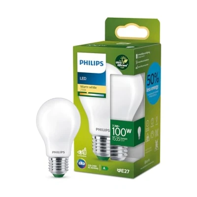 Bild av Philips LED Ultra Efficient, Extremt energisnål klassisk ljuskälla, 100W, A60, E27, 2700 kelvin, frostat glas, 50.000 timmar livslängd