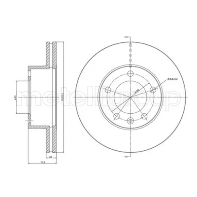 Bild av METELLI 23 0532C Disque de frein 305,2 28,0 5 90,0 ventilé peint RENAULT: MASTER 2 Kasten, Pritsche/Fahrgestell, Bus