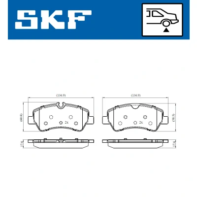 Bild av SKF VKBP 90102 Jeu de plaquettes frein préparé pour indicateur d&#039;usure avec accessoires FORD: Transit V363 Van