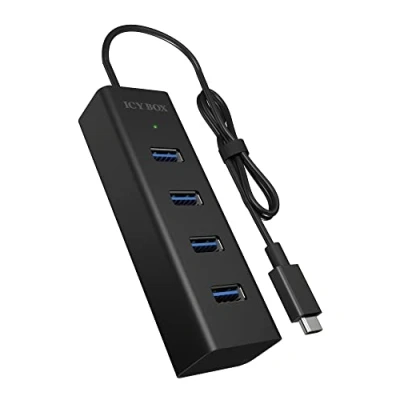 Bild av ICY BOX 4 vägs USB 3 hubb (4 x A 3.0), C anslutning, integrerad kabel, aluminium, IB HUB1409 C3