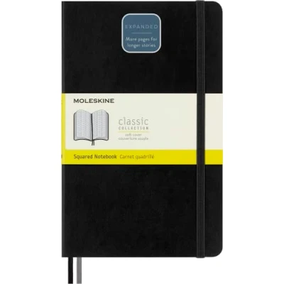 Bild av Moleskine Classic Expanded Squared Paper Notebook Soft Cover and Elastic Closure Journal Color Black Size Large 13 x 21 A5 400 Pages