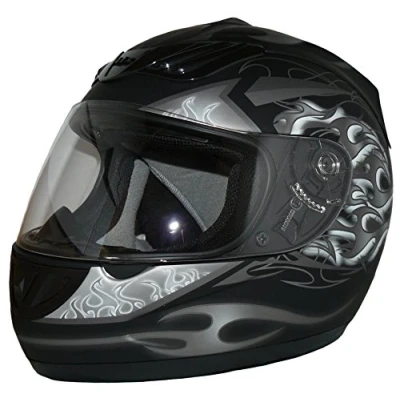 Bild av Skyddskläder motorcykelhjälm, Integralhjälm visir Large Branddesign (svart/silver/vit matt)