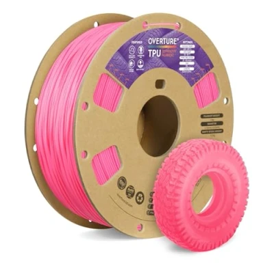 Bild av OVERTURE TPU Filament 1.75mm Flexible Roll, 95A Soft 3D Printer Filament, 1kg Spool (2.2 lbs), Dimensional Accuracy +/ 0.02 mm(Bright Pink)