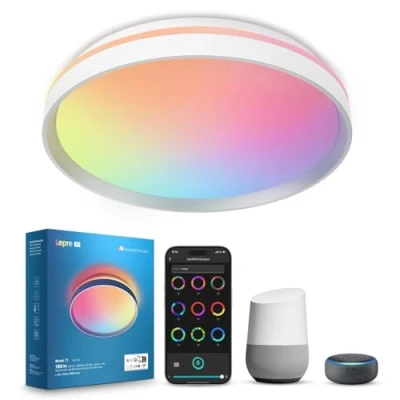 Bild av Lepro T1 IA WiFi ansluten LED taklampa, 24 W, 2 000 LM, LLM genererad belysning, musiksynkronisering, kompatibel med Alexa och Google Assistant, IP44 vattentät, perfekt för badrum, sovrum,