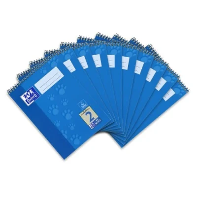 Bild av OXFORD 100050385 skolblock skola 10 pack A5 linjär 2 (2. klass) 40 ark huvudspiral anteckningsblock pappersblock