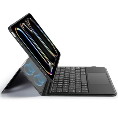 Bild av ESR för iPad Pro 11 tum (M4) 2024, tangentbordsfodral med styrplatta, magnetiskt avtagbart tangentbord bakgrundsbelysta knappar, stativ i liggande format, svart