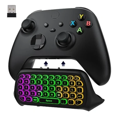 Bild av MoKo RGB Backlight keyboard for Xbox One Controller, Series X/S, Wireless Chatpad Keypad with 2.4G Receiver&amp;3.5mm Audio Jack, Accessories Mini Game One/One S/Elite/2, Black