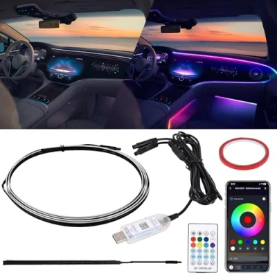 Bild av Vinsamhet LED innerbelysning, akryl bil RGB stämningsbelysning remsa med 165 lysdioder, 3 kontrollmetoder, atmosfär, ljus, interiör, atmosfärljus, USB neonljus, musikljuslist för bil, hem