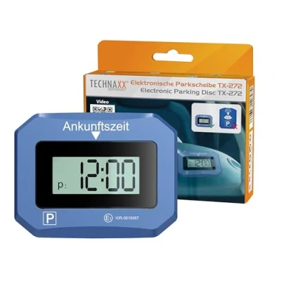Bild av Technaxx elektronisk parkeringsskiva, parkeringstimer TX 272 ECE licensierad, med rörelsesensor, automatisk tidsinställning, dubbla bakgrundsbelysta displayer, SOS ljus