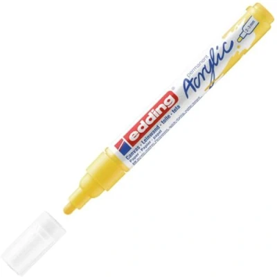 Bild av edding 5100 akrylmarker medium trafikgul 1 vattenfast akrylfärgmarker rund spets 5 10 mm akrylfärgpennor för teckning på duk, konstpapper och trä akrylmarkers stenar