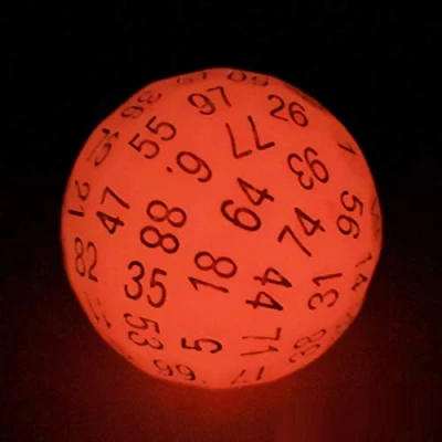 Bild av Bescon Glowing Polyhedral 100 sidor Dice Cerise Red, Lysande D100 Dice, Sided Cube, Glow in Dark Game