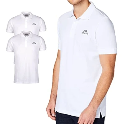 Bild av Kappa VENIST pikétröja för män i 2 pack M 5XL med logotyptryck basic pikétröjor kortärmad sport, fritid och kontor, Vit, XXL