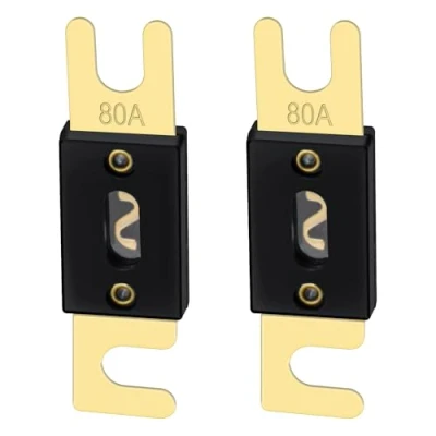 Bild av Heschen ANL Fuse 80 Amp för bilfordon ljudsystemblad guldton och svart 2 pack