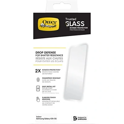 Bild av OtterBox Trusted Glass skärmskydd för Samsung Galaxy A34 5G, härdat glas, x2 repskydd, skydd mot splitter