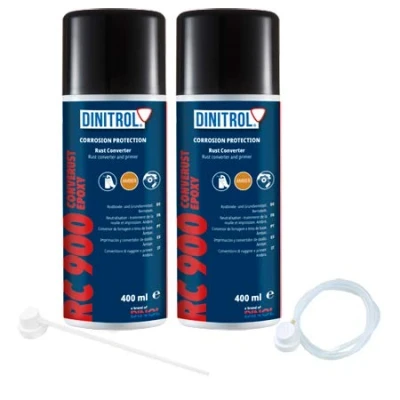 Bild av REJEL 2 x DINITROL RC900 rostomvandlare primer 400 ml burk + förlängning munstycke förebyggande