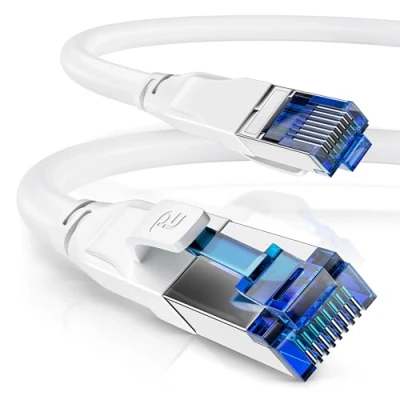Bild av CSL 15 m CAT 8.1 nätverkskabel 40 Gbit/s LAN kabel patchkabel datakabel 8 High Speed Gigabit Ethernet 000 Mbit/s fiberhastighet S/FTP PIMF avskärmning RJ45 kontakt