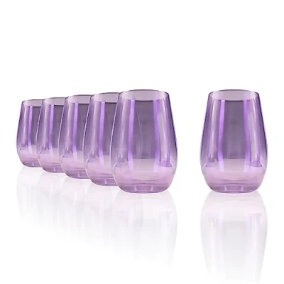 Bild av Stölzle Lausitz Longdrinkbägare Mirror lila/uppsättning med 6 dricksglas/cocktailglas/högkvalitativt longdrinkglas set i speglat utseende/gin glas/highball glas