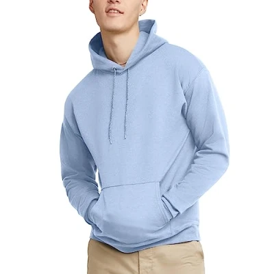 Bild av Hanes EcoSmart huvtröja för män, medelvikt fleece, pullover med huva, Ljusblått, XXL