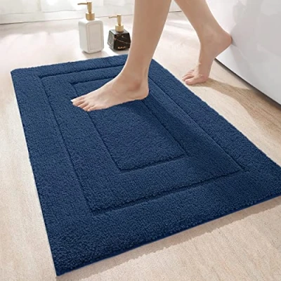 Bild av DEXI Halkfri badmatta, mjuk mikrofiber badrumsmatta, vattenabsorberande, maskintvättbar, extra tjock duschmatta för badrum, 40 x 60 cm, marinblå