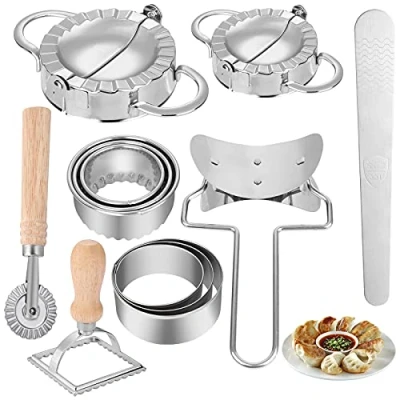 Bild av JOSPL 12 st ravioli formare, rostfritt stål dumpling maker, fyrkantig stämpelform kakskärare set tortellini form cutter köksverktyg dumplings biscuit cutters