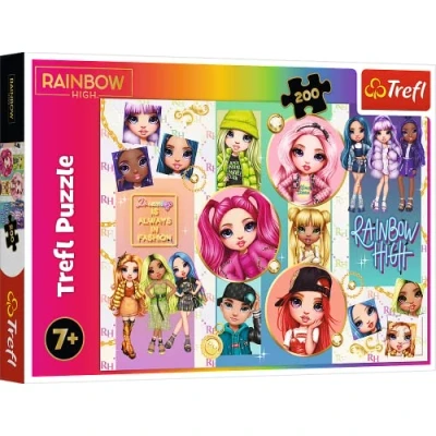 Bild av Trefl Vänskap Rainbow High Pussel 200 Element Färgglatt Med Sagokaraktärer High, Kreativ Underhållning, Kul För Barn Från 7 År